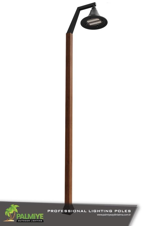 ahşap görünümlü aydınlatma direkleri wood-garden